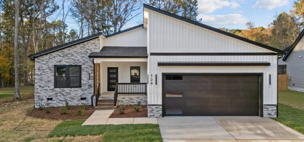 Front exterior view of a completed resiential project built by FEP Construction at 129 Ottawa Drive, Louisburg, NC.