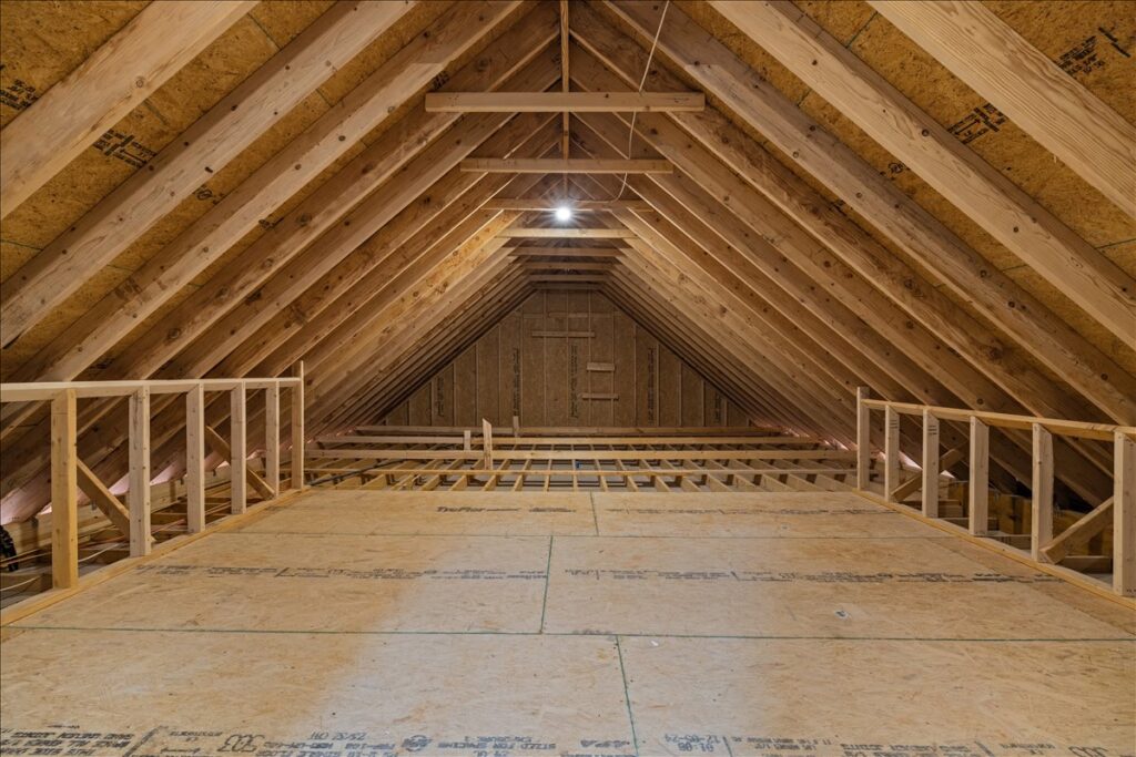 Professional attic structure and high-performance insulation details by FEP Construction, residential home builder and quality new residential construction in NC.